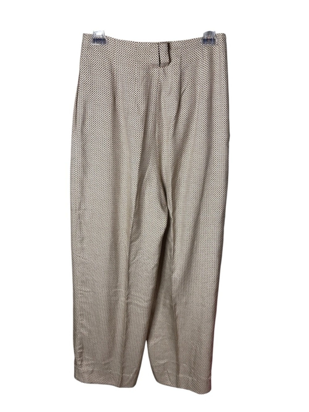 Linda Allard for Ellen Tracy Pleated Silk Pants Women’s 6 Brown Gray Micro Check - Picture 3 of 11